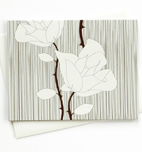 Contemporary Rose Blank Card Screenprinted Recycled Stock Binth