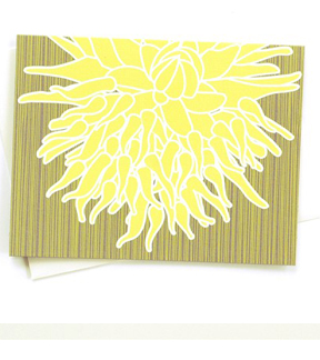 Yellow Flower Burst Card Blank Recycled Stock Screen Printed Binth