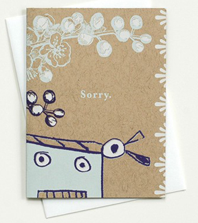 Sorry Recycled Stock Card Screenprinted Modern Binth