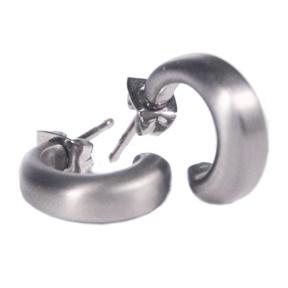 Boccia Earrings Half Hoop Matte Titanium Modern Jewelry