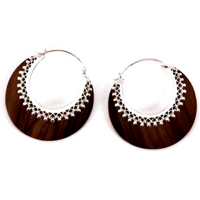 The Branch Rosewood Silver Crescent Earrings