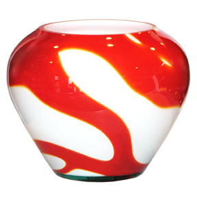 PortoRed/White Swirl Glass Vase Contemporary Poland