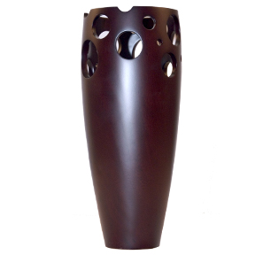 Tamarind Pierced Wood Vase Dark Contemporary Vessels Decor