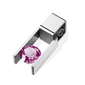 Xen Dreamy Pink Ruby Stainless Steel Pendant Contemporary Jewelry