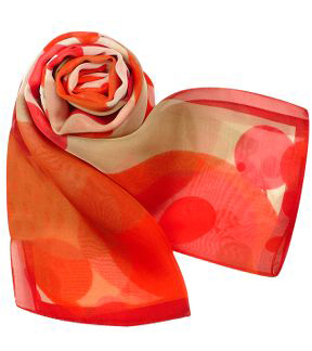 Genny Red Retro Chiffon Italian Scarf