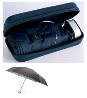 Lexon Micro Umbrella with Pouch in Blue/Taupe Contemporary Accessories