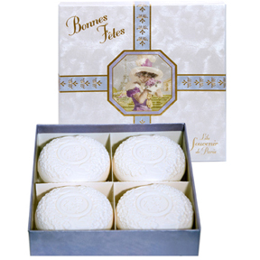 Bonnes Fetes Lila Souvenir Soap Set French Milled, Imported