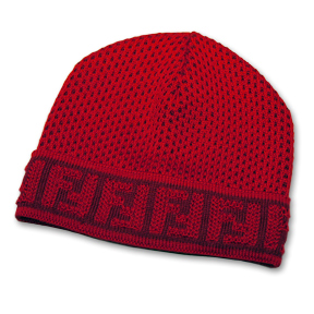 Fendi Zucchino Red Wool Skull Cap Modern Designer Accessories
