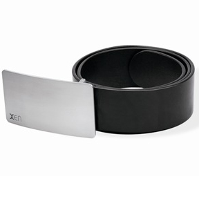 Xen Modern Black Leather Steel Belt