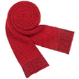 Fendi Red Zucchino Logo Knit Wool Scarf