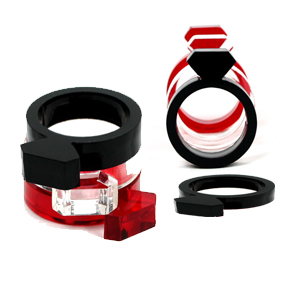 By AMT Acrylic Diamond Rings in Ruby/Black