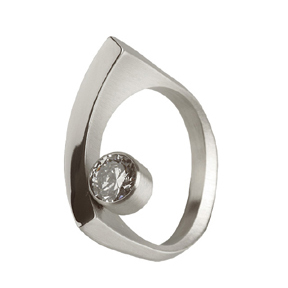 R126 Veto Farbstein Steel Ring with Stone Unique Modern Jewelry