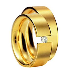 Xen Harmony Yellow Gold Diamond Contemporary Wedding Ring