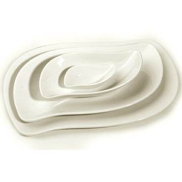 Modern Bio Serving Dish Set by Deshoulieres in white porcelain, imported